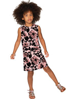 Flirty Girl Adele Shift Floral Mother and Daughter Dresses-Flirty Girl-18M/2-Pink/Black-JadeMoghul Inc.
