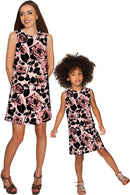 Flirty Girl Adele Shift Floral Mother and Daughter Dresses-Flirty Girl-18M/2-Pink/Black-JadeMoghul Inc.