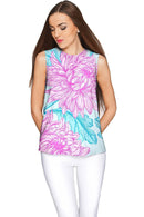 Floral Bliss Emily Blue & Pink Sleeveless Party Top - Women-Floral Bliss-XS-Blue/Pink-JadeMoghul Inc.