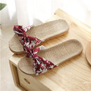 Floral Cotton Bow Tie Jute Slippers-Red-5.5-JadeMoghul Inc.