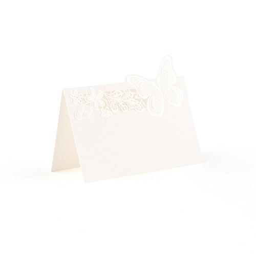 Floral Elegance with Butterfly Laser Embossed Place Cards (Pack of 20)-Table Planning Accessories-JadeMoghul Inc.