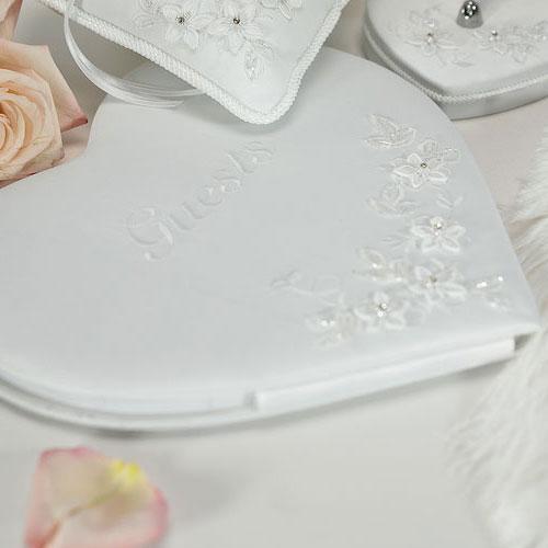 Floral Fantasy Heart Shaped Guest Book (Pack of 1)-Wedding Reception Accessories-JadeMoghul Inc.