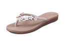 Floral Metal Design Beach Flip Flops Flat-Burgundy-10-JadeMoghul Inc.