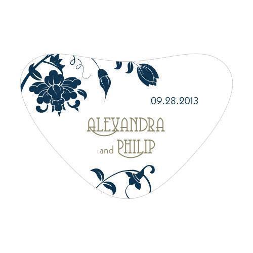 Floral Orchestra Heart Container Sticker Vintage Pink (Pack of 1)-Wedding Favor Stationery-Navy Blue-JadeMoghul Inc.