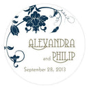 Floral Orchestra Large Sticker Vintage Pink (Pack of 1)-Wedding Favor Stationery-Navy Blue-JadeMoghul Inc.