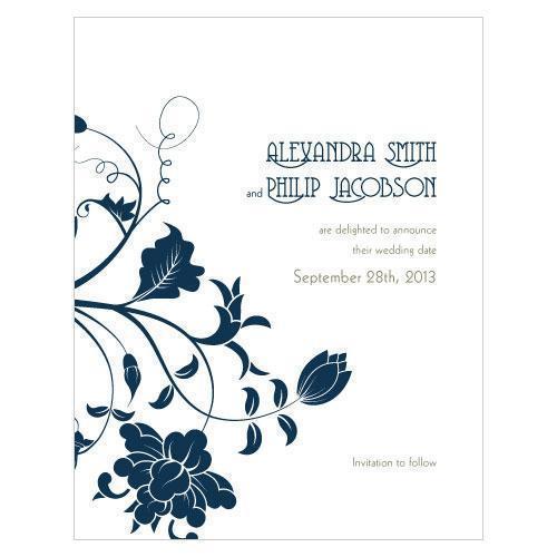 Floral Orchestra Save The Date Card Vintage Pink (Pack of 1)-Weddingstar-Powder Blue-JadeMoghul Inc.