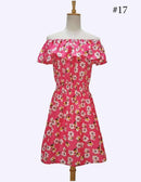 Floral Printed Chiffon Off Shoulder Summer Dress-5-L-JadeMoghul Inc.