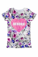 Floral Touch Customized NAME Zoe Grey Tee - Women-Floral Touch-XS-Grey/Purple/Pink-JadeMoghul Inc.