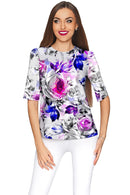 Floral Touch Sophia Elbow Sleeve Party Top - Mommy & Me-Floral Touch-18M/2-Grey/Purple/Pink-JadeMoghul Inc.