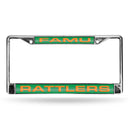 Mustang License Plate Frame Florida A&M Green Laser Chrome Frame