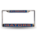 Mustang License Plate Frame Florida Blue Laser Chrome Frame