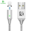 FLOVEME Magnetic Charger Cable For iPhone X 6 Plus 7 8 2.4A Charge 1m LED Magnet USB Cable For Lightning with Magnetic Connector-China-For IOS(Silver)-1m-JadeMoghul Inc.