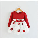 Flower Baby Girl dress wedding winter Long Sleeve infant Dress Princess Casual tutu Dress 1 Years Birthday Newborn girl Clothes-A0233H-9M-JadeMoghul Inc.
