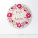 Flower Garland Personalized Clock - Little Girl's Wall Clock