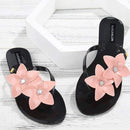 Flower Jelly Slipper Flip Flops-Black-6-JadeMoghul Inc.