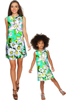 Flower Party Adele Green Summer Mini Shift Dress - Women-Flower Party-XS-Green/White-JadeMoghul Inc.
