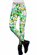 Flower Party Lucy Green Performance Eco Leggings - Women-Flower Party-XS-Green/White-JadeMoghul Inc.