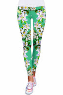 Flower Party Lucy Green Performance Eco Leggings - Women-Flower Party-XS-Green/White-JadeMoghul Inc.