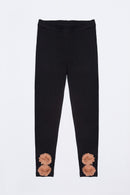 Flower Trim Leggings - Girls-Girls Bottoms-S (8)-Black-JadeMoghul Inc.
