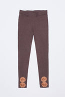 Flower Trim Leggings - Girls-Girls Bottoms-S (8)-Heather Chocolate-JadeMoghul Inc.