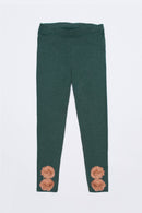 Flower Trim Leggings - Girls-Girls Bottoms-S (8)-Heather Green-JadeMoghul Inc.