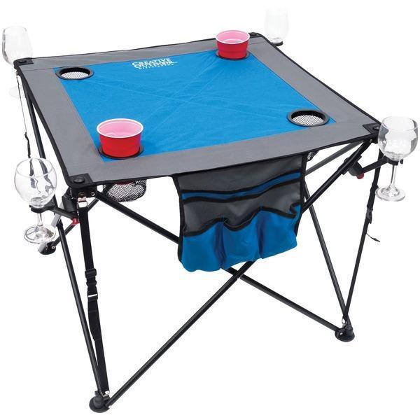 Folding Wine Table with Cupholders & Wineglass Holders (Blue/Gray)-Camping, Hunting & Accessories-JadeMoghul Inc.