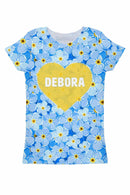 Forget-Me-Not Customized NAME Zoe Heart Tee - Women-Forget-Me-Not-XS-Blue-JadeMoghul Inc.