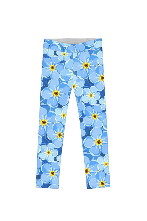 Forget-Me-Not Lucy Cute Blue Floral Printed Leggings - Girls-Forget-Me-Not-18M/2-Blue-JadeMoghul Inc.