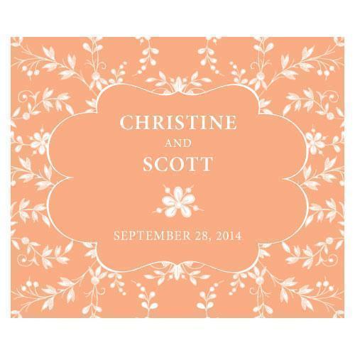 Forget Me Not Rectangular Label Ruby (Pack of 1)-Wedding Favor Stationery-Peach-JadeMoghul Inc.