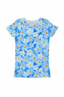 Forget-Me-Not Zoe Blue Floral Print Cute Designer Tee - Girls-Forget-Me-Not-18M/2-Blue-JadeMoghul Inc.