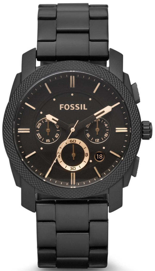 Fossil Machine Mid-Size Chronograph Black IP Stainless Steel FS4682 Men's Watch-Branded Watches-JadeMoghul Inc.