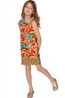 Fox Adele Pretty Printed Stylish Shift Yellow Dress - Girls-Fox-18M/2-Orange/Green-JadeMoghul Inc.