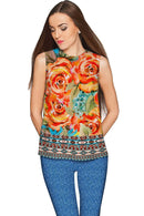 Fox Emily Sleeveless Dressy Top - Mommy & Me-Fox-18M/2-Orange/Green-JadeMoghul Inc.