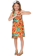 Fox Sanibel Empire Waist Mother and Daughter Dress-Fox-18M/2-Orange/Green-JadeMoghul Inc.