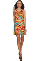 Fox Sanibel Empire Waist Yellow Flower Print Dress - Women-Fox-XS-Orange/Green-JadeMoghul Inc.