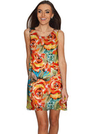 Fox Sanibel Empire Waist Yellow Flower Print Dress - Women-Fox-XS-Orange/Green-JadeMoghul Inc.