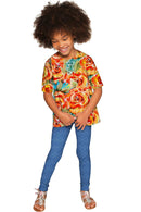 Fox Sophia Elbow Sleeve Party Top - Mommy & Me-Fox-18M/2-Orange/Green-JadeMoghul Inc.