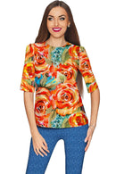 Fox Sophia Elbow Sleeve Party Top - Mommy & Me-Fox-18M/2-Orange/Green-JadeMoghul Inc.