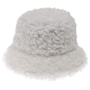 FOXMOTHER New Outdoor Warm Lamb Faux Fur Bucket Hat Black Solid Fluffy Fishing Cap Panama Bob Fisherman Gorros Women Winter 2020 AExp