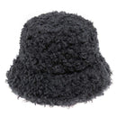 FOXMOTHER New Outdoor Warm Lamb Faux Fur Bucket Hat Black Solid Fluffy Fishing Cap Panama Bob Fisherman Gorros Women Winter 2020 JadeMoghul Inc.