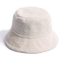 FOXMOTHER New Outdoor Warm Lamb Faux Fur Bucket Hat Black Solid Fluffy Fishing Cap Panama Bob Fisherman Gorros Women Winter 2020 JadeMoghul Inc.