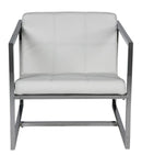 Frames Best - Chair White Faux Leather Chrome Frame HomeRoots