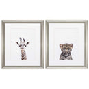 Frames Cheap Picture Frames - 19" X 22" Brushed Silver Frame Giraffe Leopard (Set of 2) HomeRoots
