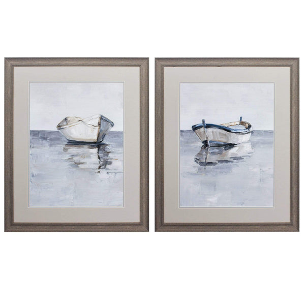 Frames Cute Picture Frames - 27" X 33" Distressed Wood Toned Frame Boat On The Horizon (Set of 2) HomeRoots