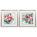 Frames DIY Picture Frame - 26" X 26" Brushed Silver Frame Red Flowers (Set of 2) HomeRoots