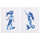 Frames Rustic Picture Frames - 15" X 21" Matte White Frame Blue Sirena (Set of 2) HomeRoots