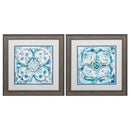 Frames Vintage Picture Frames - 19" X 19" Distressed Wood Toned Frame Caribbean Tile (Set of 2) HomeRoots