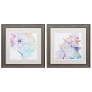 Frames Vintage Picture Frames - 19" X 19" Distressed Wood Toned Frame Rainbow Seashell (Set of 2) HomeRoots