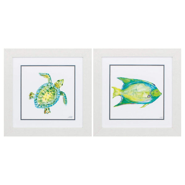 Frames White Collage Picture Frames 19" X 19" White Frame Sea Life (Set of 2) 5250 HomeRoots