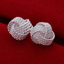 Free Shipping Wholesale summer style silver plated earrings for women Tennis net web stud earing cuff Fashion jewelry--JadeMoghul Inc.